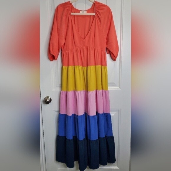 Entro Color Blocked Maxi Dress. Sz Small - Picture 6 of 16